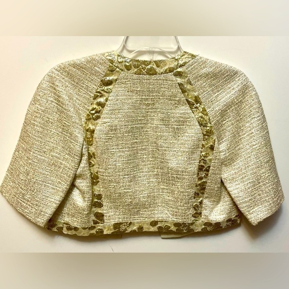 CARMEN Marc Valvo Short Jacket & Coats Cream and Gold, Size 8, NWT - Picture 3 of 10